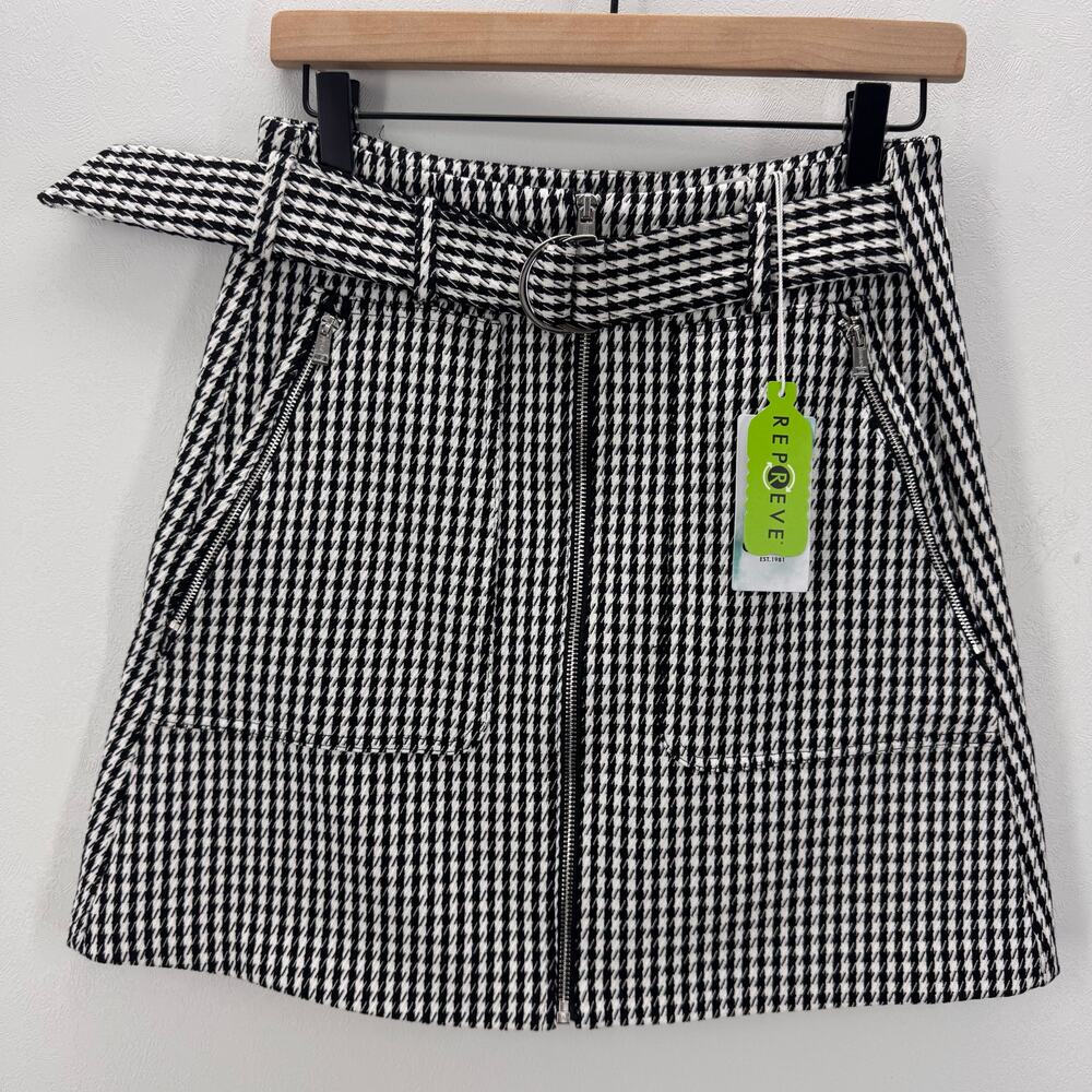 NWT Guess Black White Checked Rafa Mini Skirt Preppy Academia Old Money sz Small - Picture 4 of 10